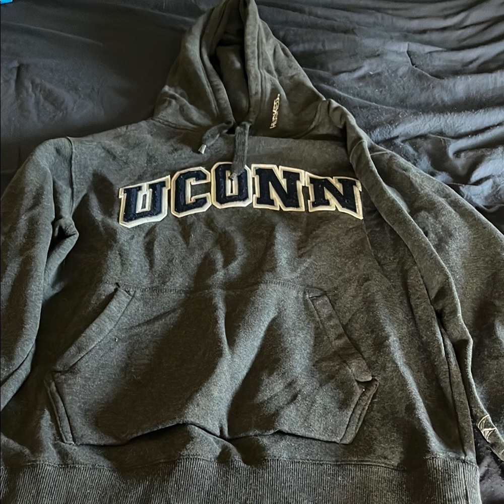 Colosseum Grey UCONN Hoodie with Bold Berlin Text